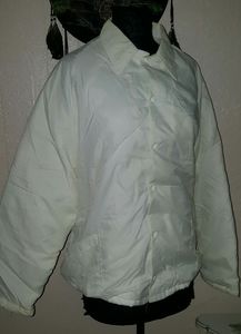 White Vintage Button Front Lined Jacket